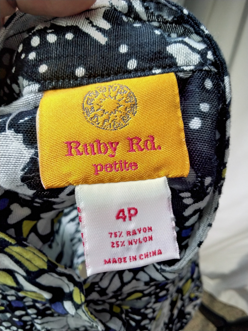 Ruby Rd. Navy Floral Mosaic Button-Front Top - Picture 5 of 6